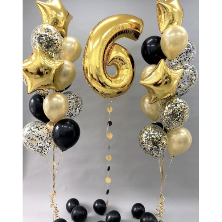 Цифра с фонтанами шаров  в Новокузнецке