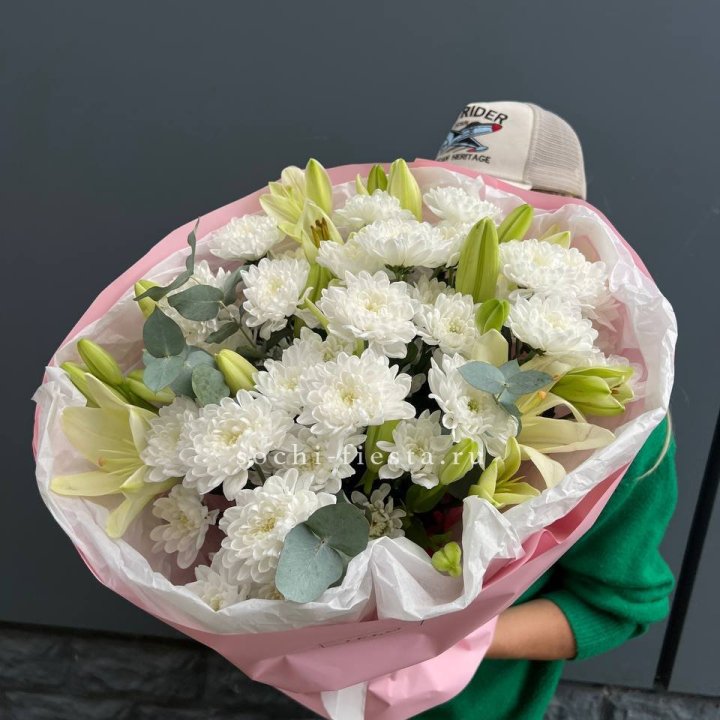  Букет  хризантемы и лилии в Новокузнецке