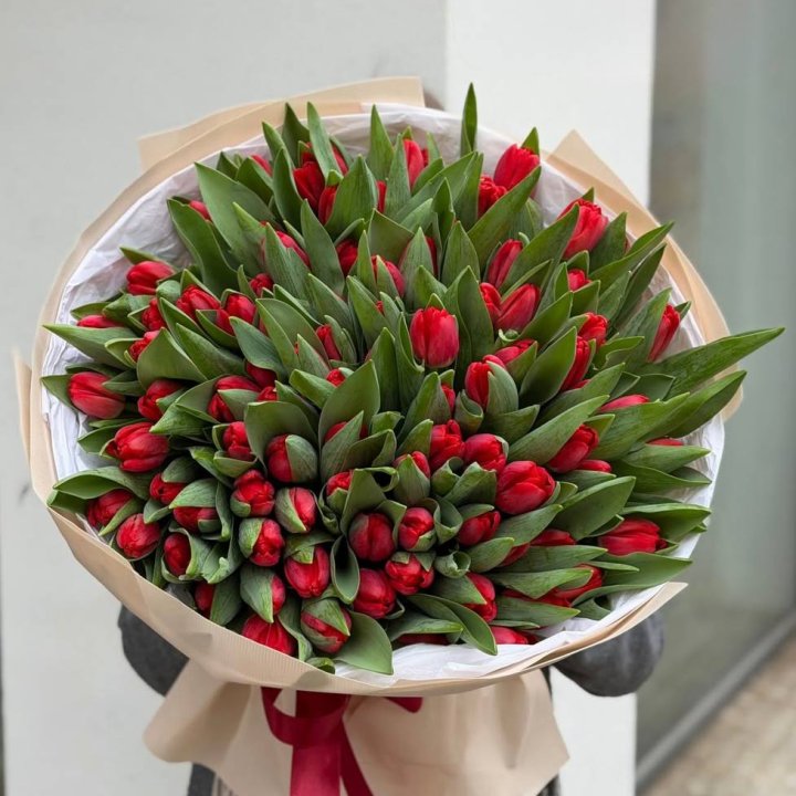 101 красный тюльпан в Новокузнецке