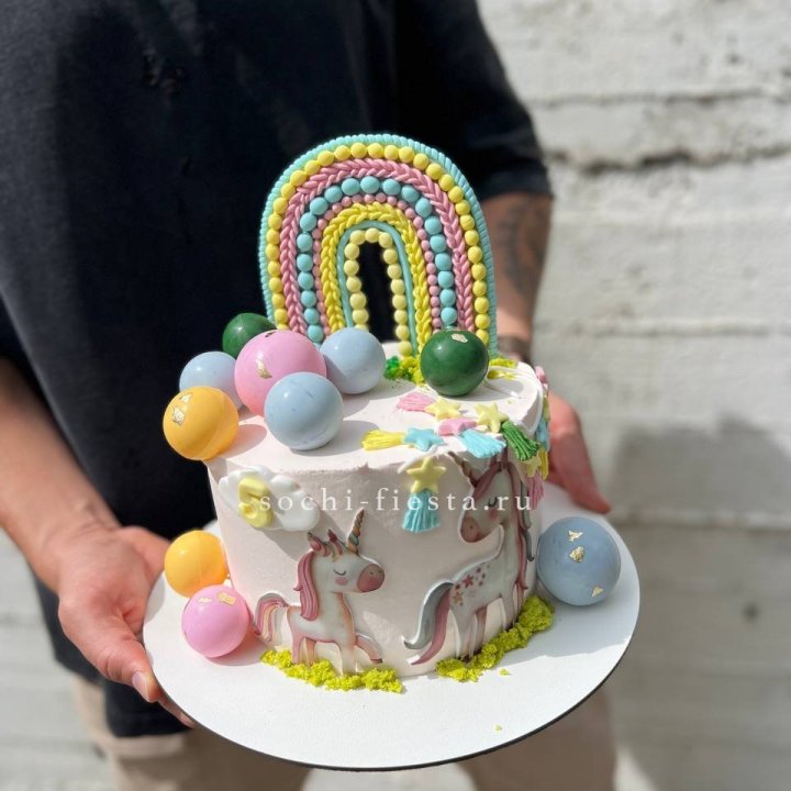 Торт "Радуга с единорогом" в Новокузнецке