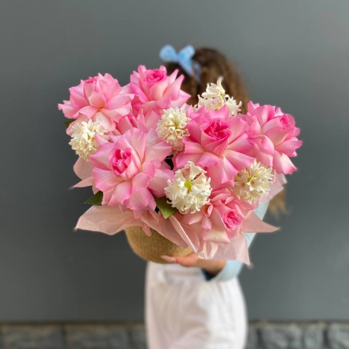 Дуо розы и гиацинты в Новокузнецке