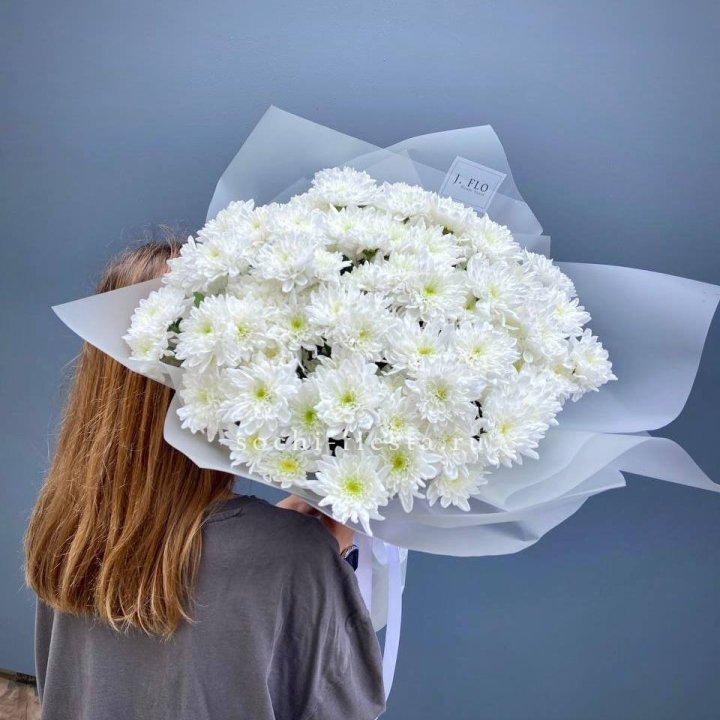 Букет хризантем "Белая снежинка" в Новокузнецке