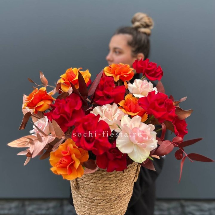 Авторский бокс "Роксана" в джутовом кашпо в Новокузнецке