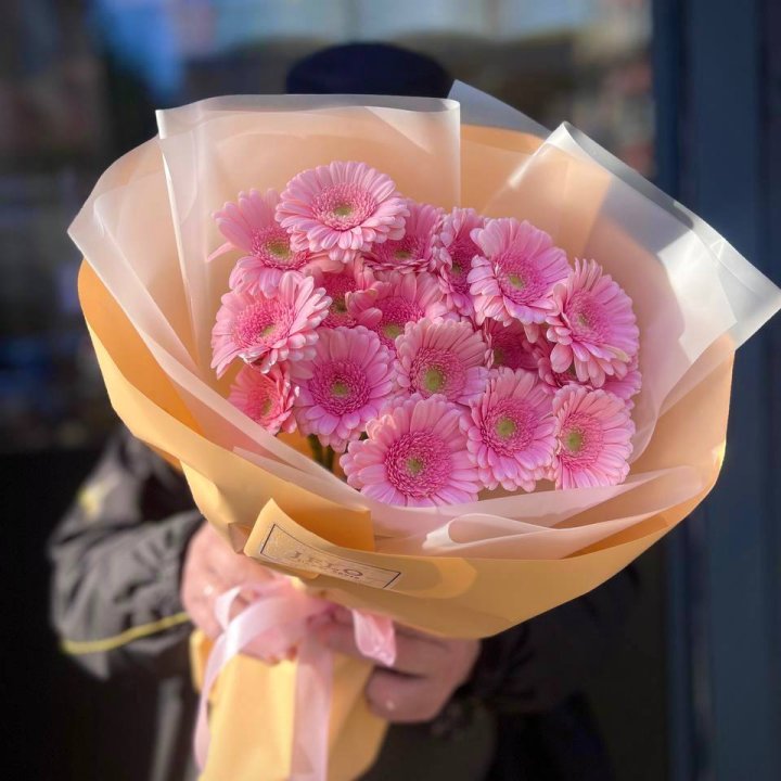 17 розовых гербер  в Новокузнецке