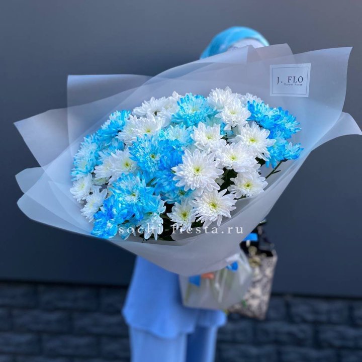 Букет хризантем "Голубая снежинка" в Новокузнецке