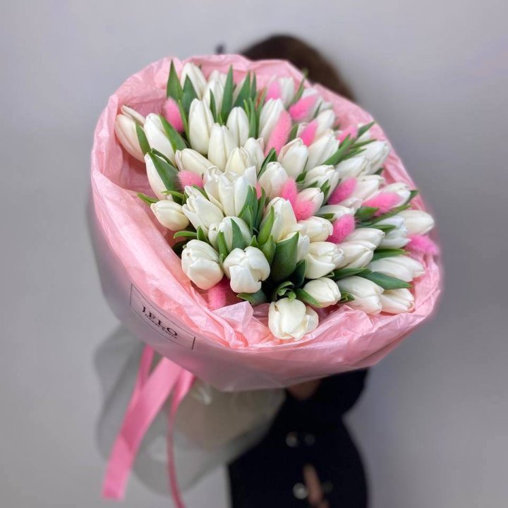 51 белый тюльпан "Рози" в Новокузнецке