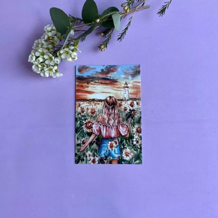 Открытка к букету "Подсолнух" в Новокузнецке