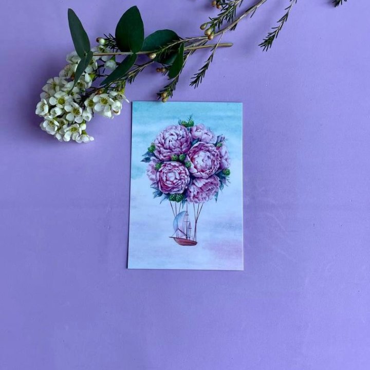 Открытка к букету "Пион" в Новокузнецке