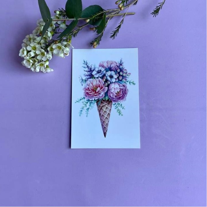 Открытка к букету "Цветочно-кремовый" в Новокузнецке