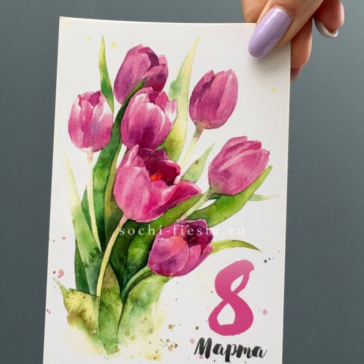 Открытка к букету "8 марта!" в Новокузнецке
