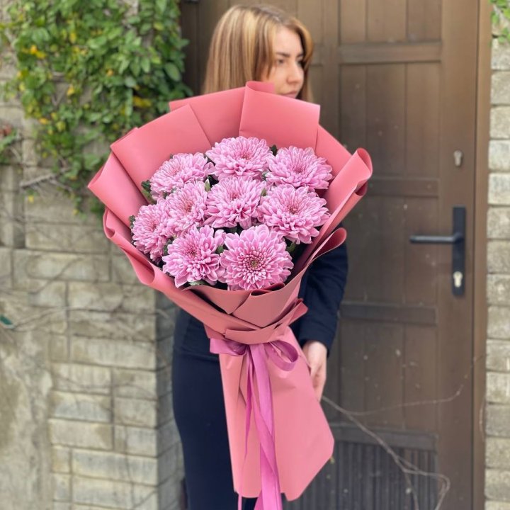 Букет хризантем розовый в Новокузнецке