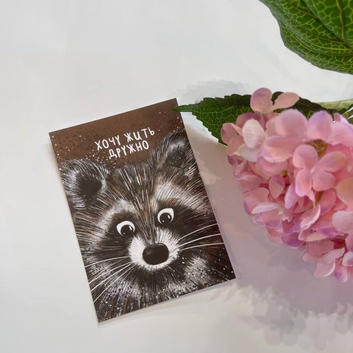 Открытка к букету "Енотик" в Новокузнецке