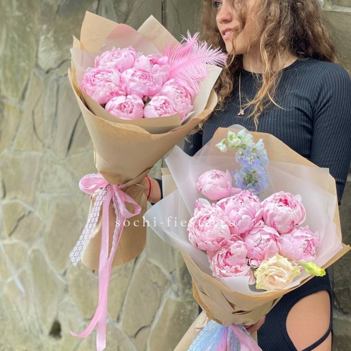 7 зефирных пионов  в Новокузнецке