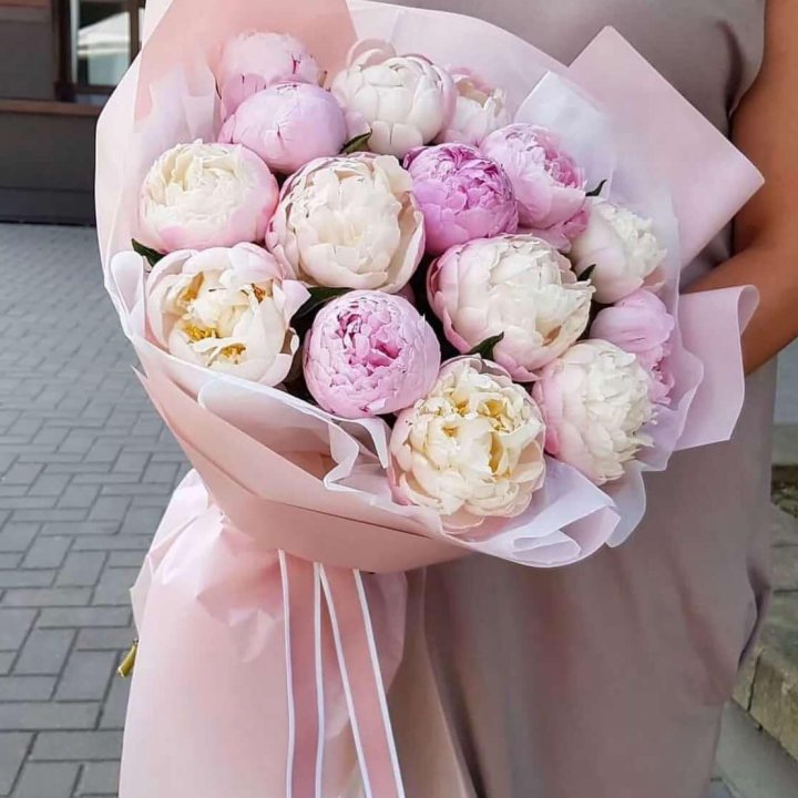 Букет пионов "Маршмелоу" в Новокузнецке