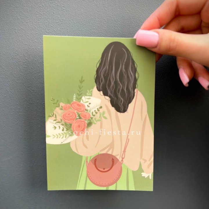 Открытка к букету "Потрясающая девушка" в Новокузнецке