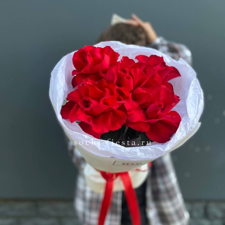 5 французских красных роз в Новокузнецке