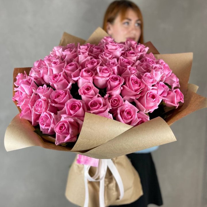 101 розовая роза в Новокузнецке