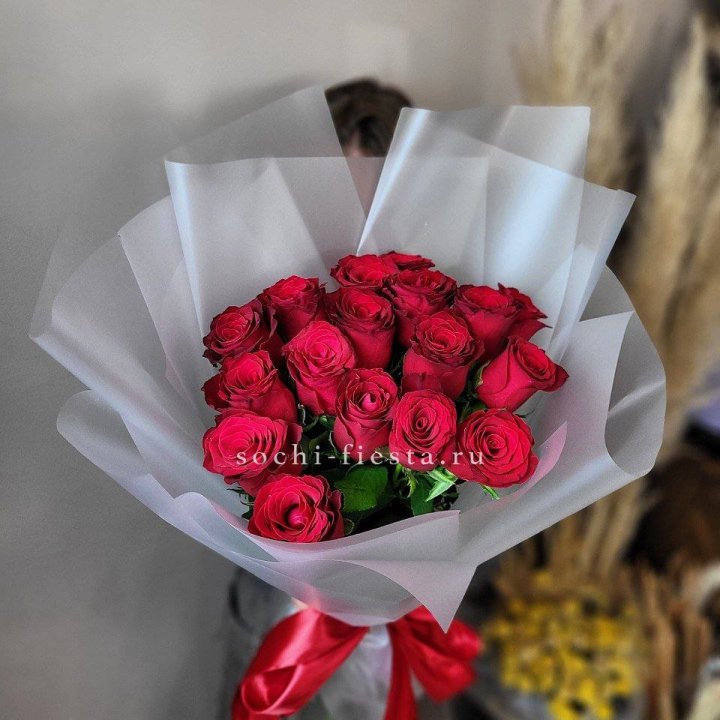 17 красных роз "Нет времени ждать" в Новокузнецке