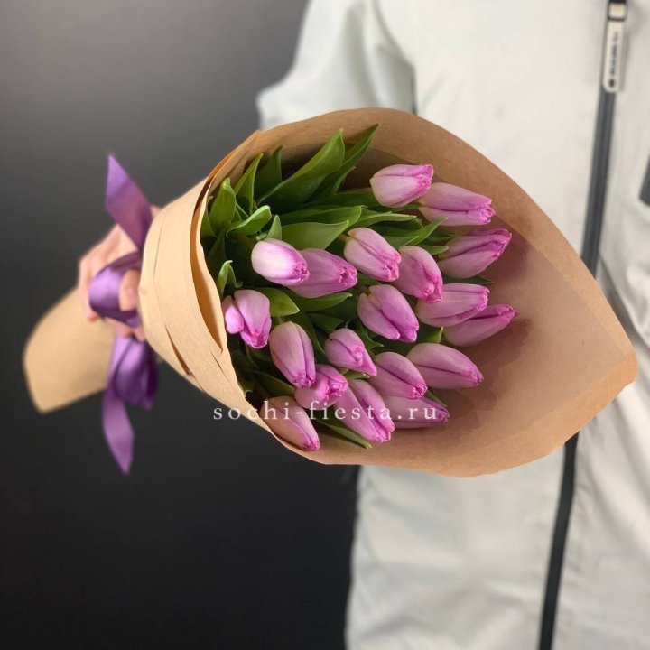 19 розовых  тюльпанов в Новокузнецке